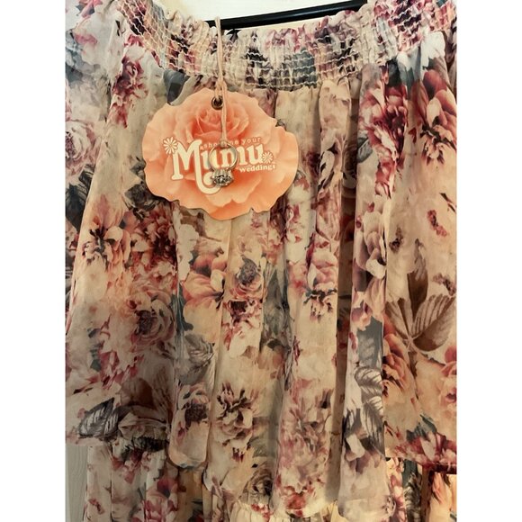 Show Me Your Mumu Floral Off Shoulder Maxi Dress Medium New Ring Romantic Boho - Picture 3 of 4